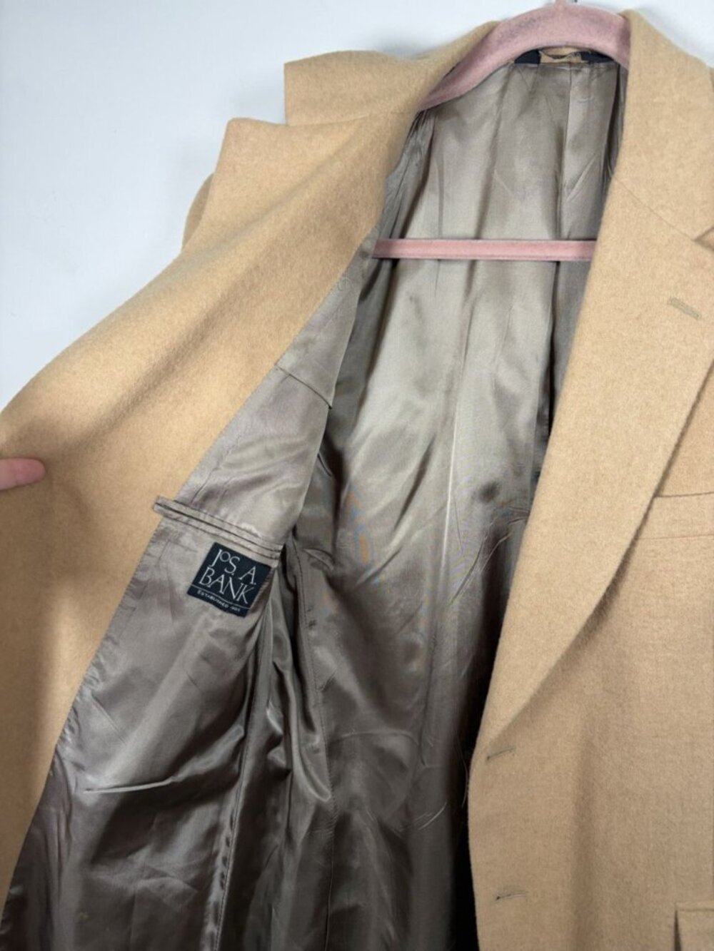 Jos. A. Bank 100% Camel Hair Sport Coat Blazer Men's 44R Camel 2 Button - Picture 11 of 11